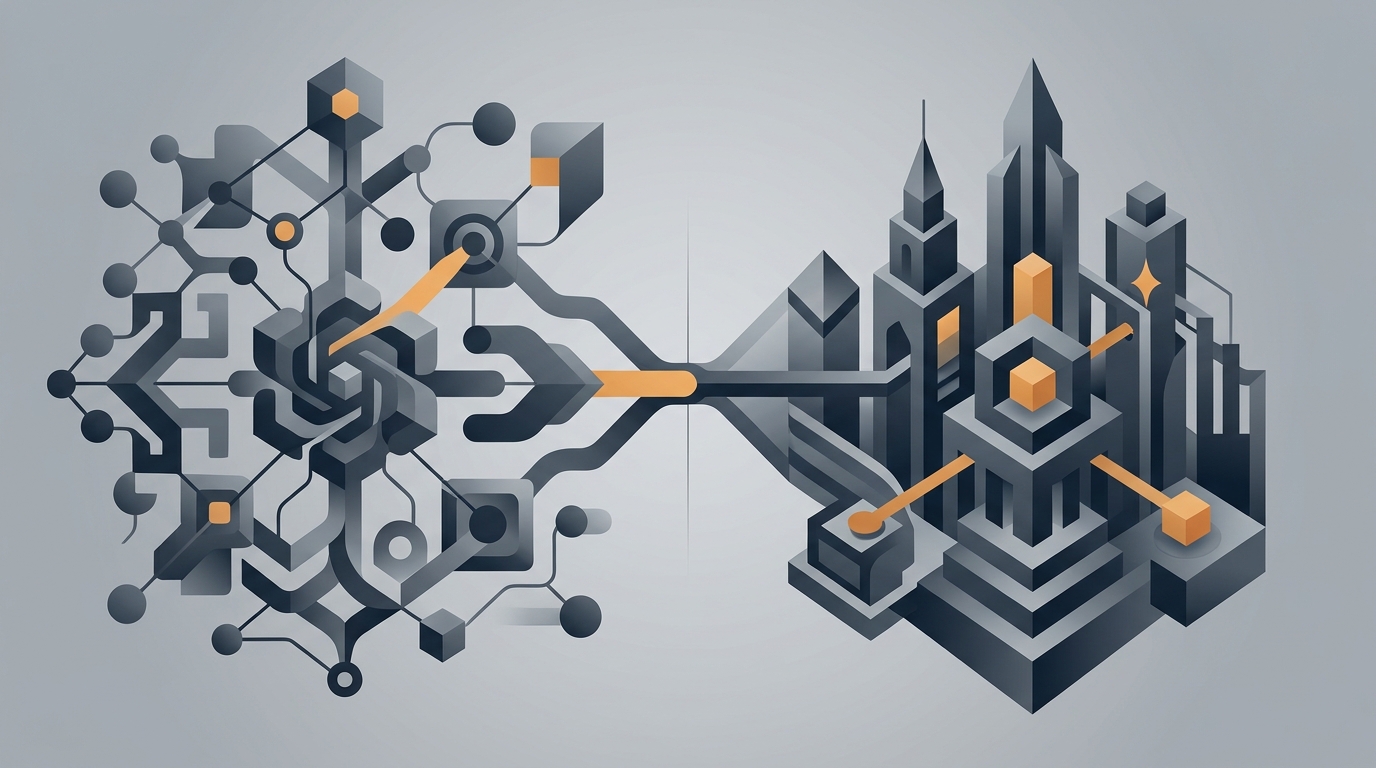 A split illustration comparing OpenAI and Anthropic agent strategies, one side product-first, the other protocol and safety-first.