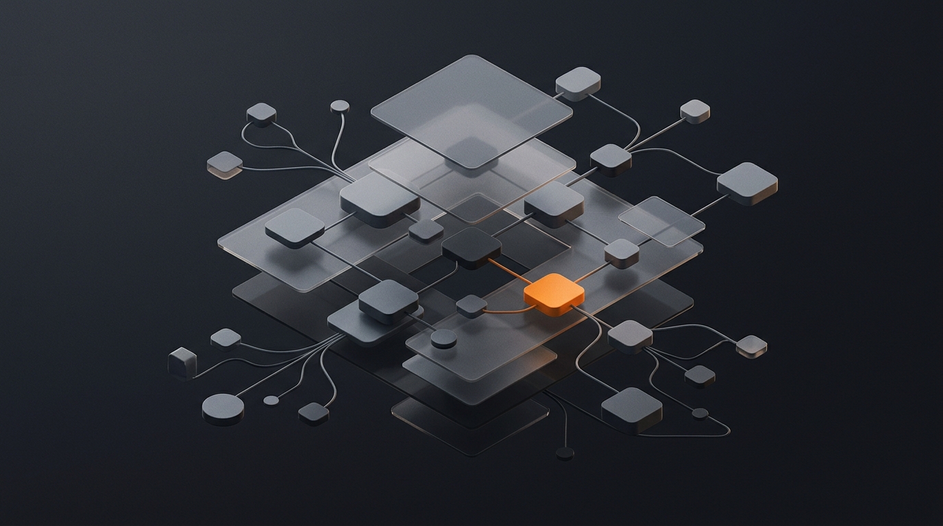 Diagram of an AI agent platform: an agent at the center surrounded by the seven components it needs, builder, model access, integrations, memory, guardrails, monitoring, and hosting